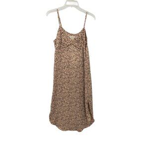 Saltwater Luxe Midi Slip Dress Women Size S Cheetah Print Asymmetrical Hem Y2K